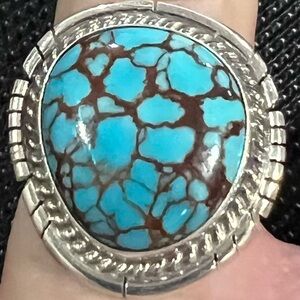 Tribal Navajo Sterling Silver Egyptian Turquoise Ring